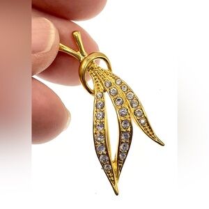 3 for $30 Vintage 1980s Gold Plated 18KRGP Wheat Design Brooch Pin Crystals